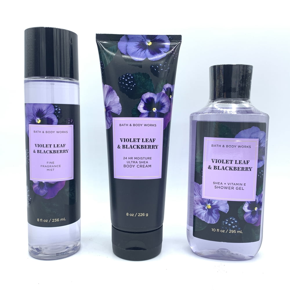 Bath & Body Works Violet Leaf & Blackberry Full Size 3Piece Bundle