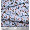 thumbnail image 3 of Soimoi Poly Georgette Fabric Floral,Fish & Deer Cartoon Decor Fabric Printed Yard 52 Inch Wide, 3 of 3