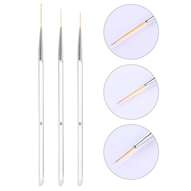Juego de 3 uds de pinceles delineadores para decoración de uñas con rayas francesas acrílicas, puntas 3D, pinceles de dibujo para manicura, pincel delineador, pinceles de Gel UV, herramientas de pintura Tan Jianjun unisex
