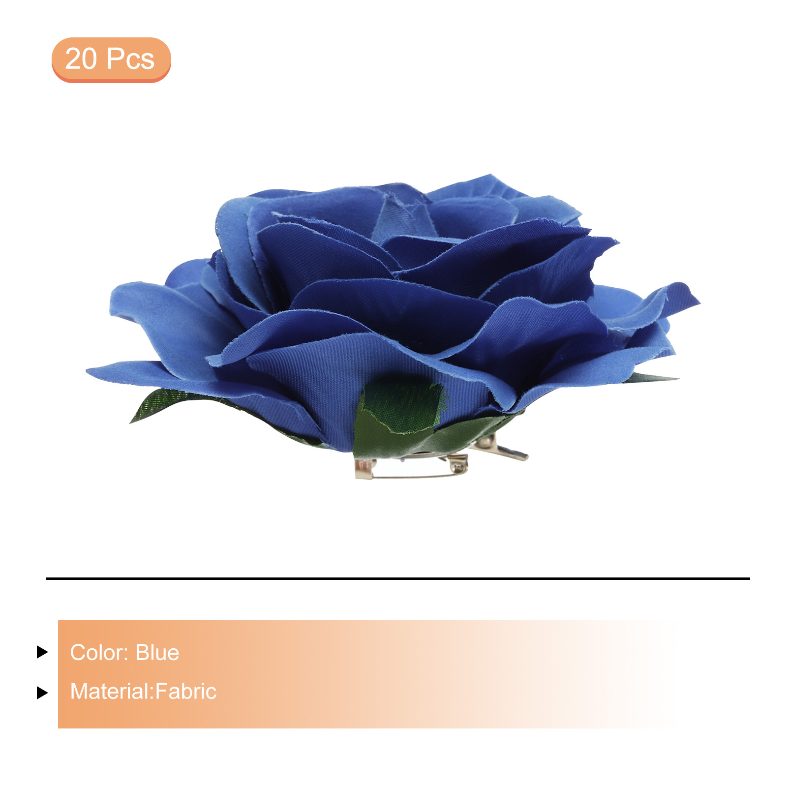 Uxcell 20 Pcs Rose Flower Hair Clips 4 Inch Flower Hair Pins Flower Brooch for Women Hair Accessories Blue