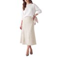 thumbnail image 2 of INSPIRE CHIC Womens Fishtail Knit Skirt High Elastic Waist Elegant Warm Winter Casual Office Going Out Maxi Sweater Skirts Small Milky white, 2 of 5