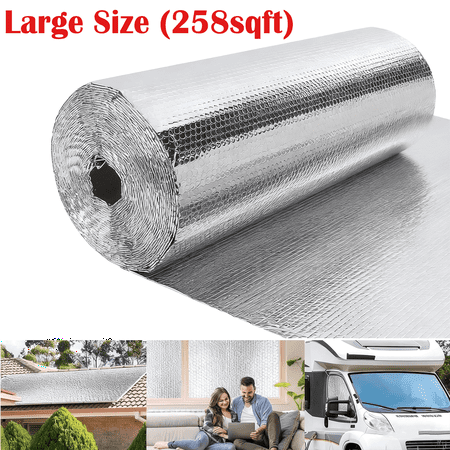 Qunbio Double Reflective Insulation Roll, 47 in X 65.6 Ft Aluminum Bubble Roll, Rv Window and Window Insulation for Winter and Summer, Garage Door, Roof, Car (258sqft)
