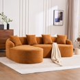 thumbnail image 6 of Newest Full Compression Sponge L-Shape Sectional Sofa with Curved Chaise, Amber Orange Modular Chenille Couch, 30D High-Density for Apartment Living Room.900 lbs., 6 of 7