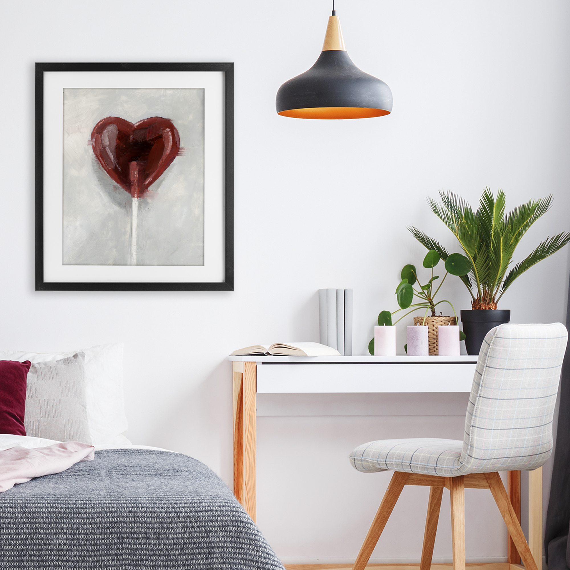 Stupell Industries Heart Shaped Lollipop Black Framed Print Under Glass, design by Ethan Harper