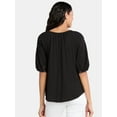 thumbnail image 3 of Time and Tru Women's Cotton Peasant Top, Sizes XS-XXXL, 3 of 5