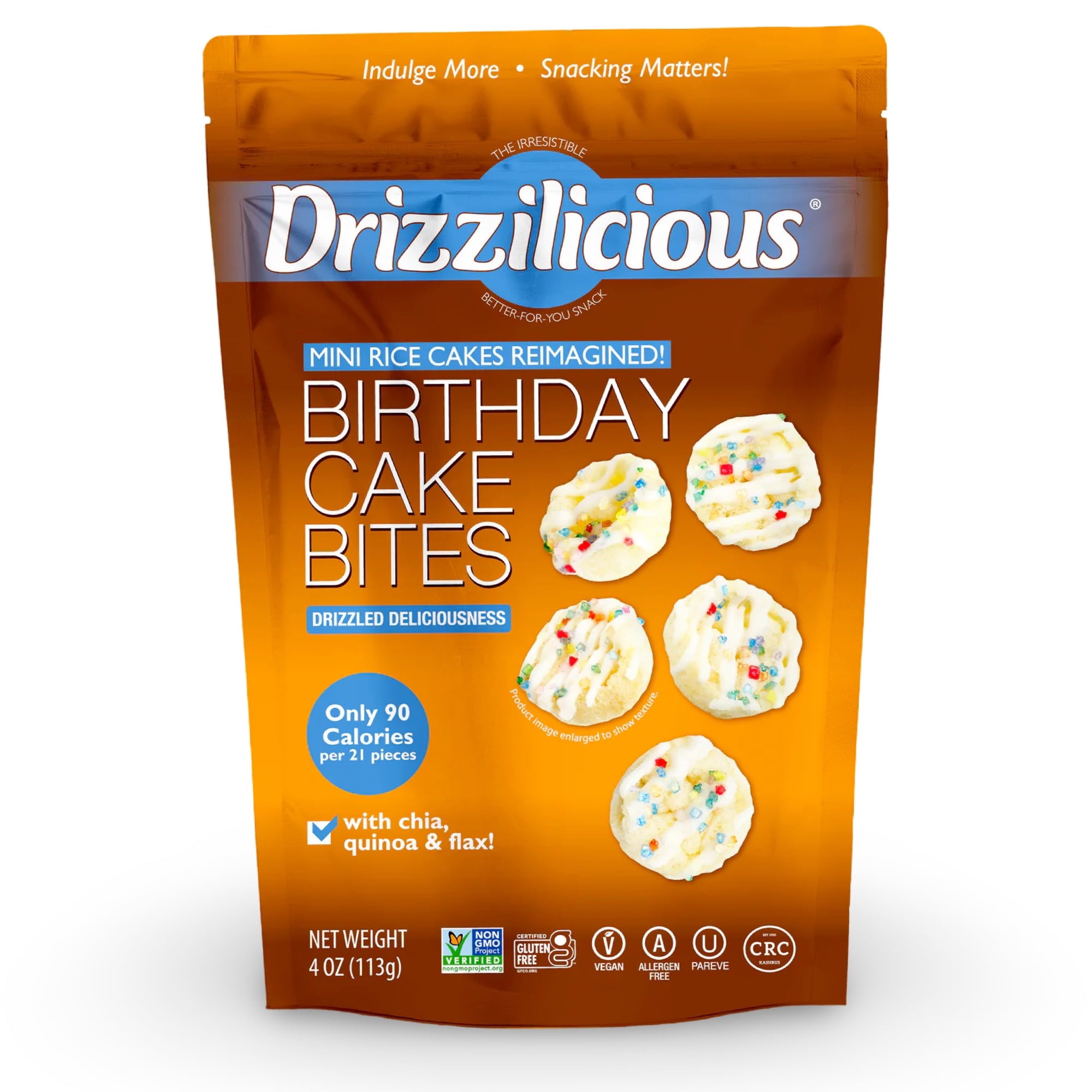 Drizzilicious Mini Rice Cake Bites, Birthday Cake | 4 Bags