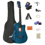 ADM 38'' Acoustic Cutaway Guitar for Kids Beginner Kit with Free Lessons, Tuner, Blue