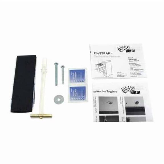 Quakehold! File Cabinet Fastener Strap,Black RW.2X12.B.1