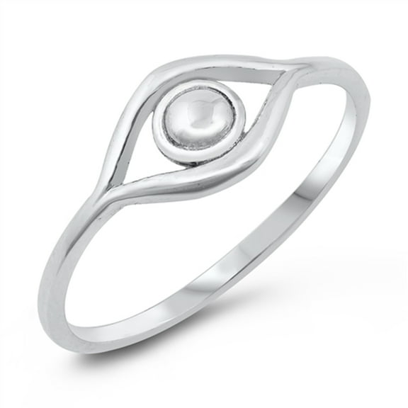 Classic Cutout Evil Eye Ring .925 Sterling Silver Band Jewelry Female Male Unisex Size 4