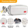 thumbnail image 4 of Estuche grande para lápices de gran capacidad, bolsa de almacenamiento grande, 3 compartimentos, organizador de escritorio, estuche para rotuladores, bolsa de papelería simple, portalápices (gris) oso de fresa  Electrónica, 4 of 5