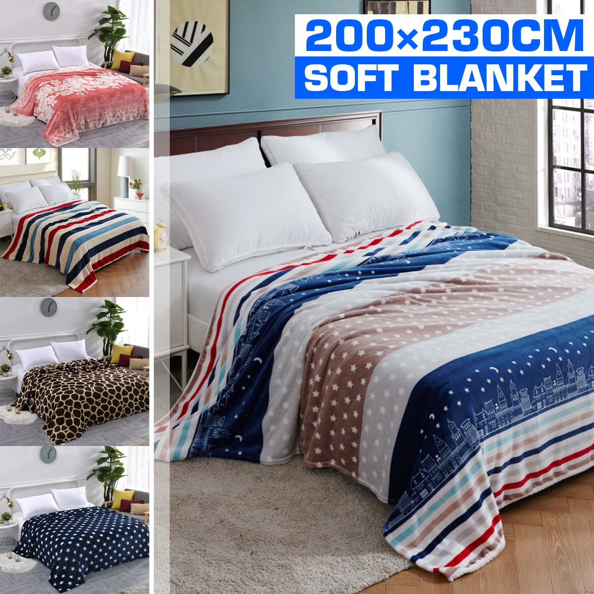 Fleece Blanket Queen Size Super Soft Cozy Lightweight Throw Blankets ...