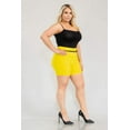 thumbnail image 3 of Plus Size High Waist Sculpting Shorts With Faux Leather Belt - Yellow, 3 of 6