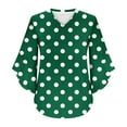 thumbnail image 7 of XuJwPNcy Womens Summer Boho Tops 3/4 Bell Sleeve V Neck Dressy Casual Blouse Tunic Shirt Plus Size Beach Vacation Top（Green,X-Large), 7 of 7