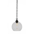 thumbnail image 1 of Toltec 92-MB-4350 Kimbro Chain Hung Pendant In Matte Black Finish With 9.75" Clear Bubble Glass, 1 of 1