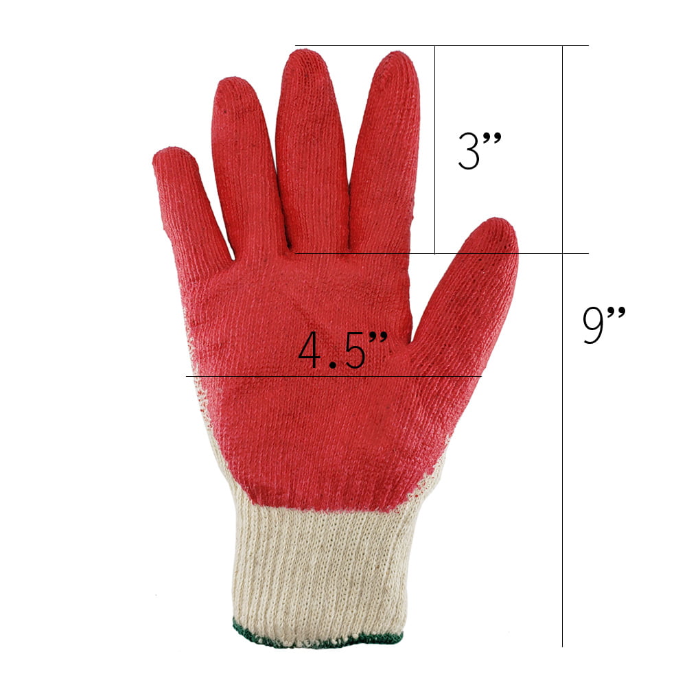 100 PAIRS Wholesale Red Latex Coated Cotton Gloves Made In Korea 