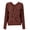 Brown, variant on Fgnfyis Women V Neck Pearl Studded Button Design Irregular Off Shoulder Knit Sweater Brown One Size