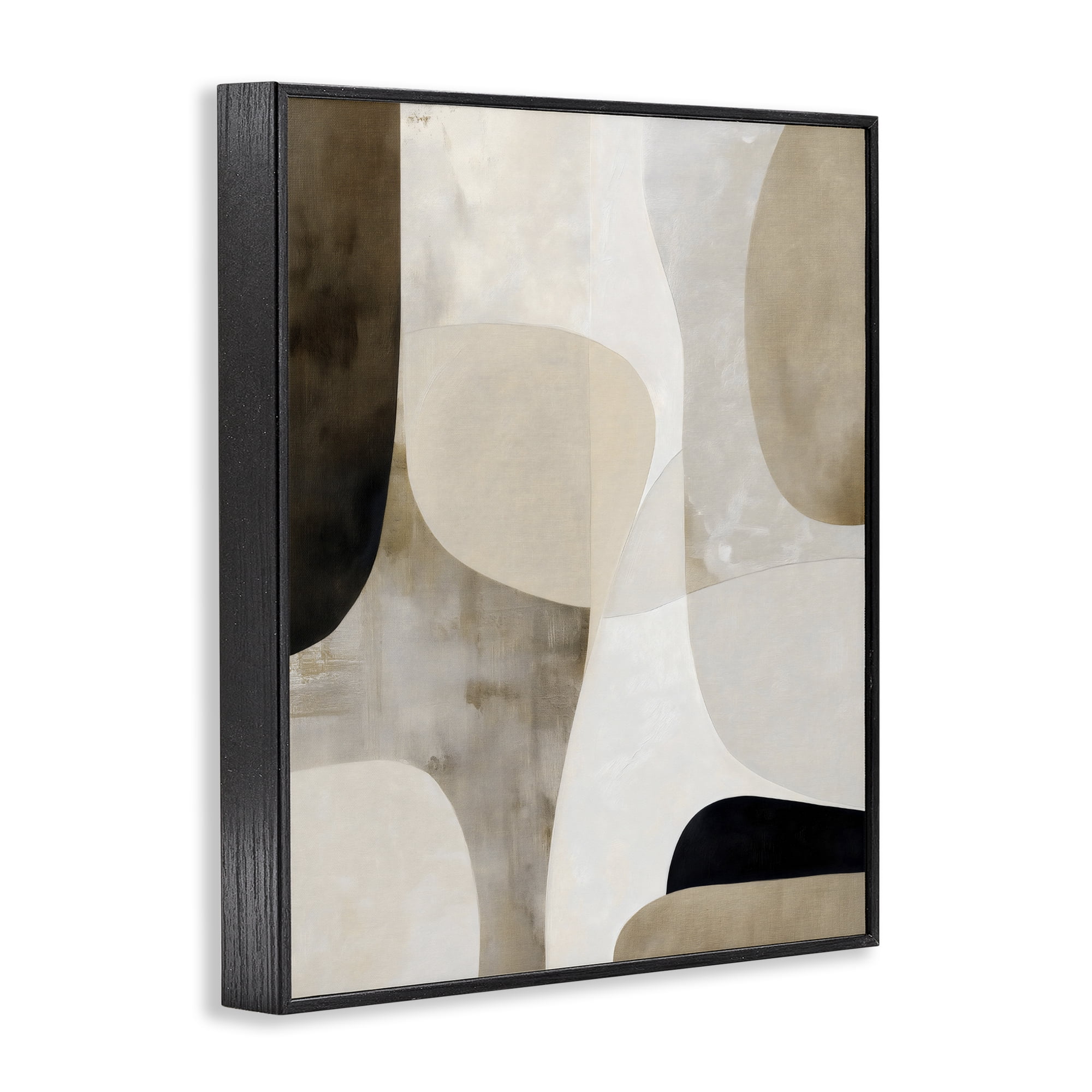 Stupell Industries Tan Shapes Organic Balance Black Framed Giclee Art, design by Ink Drop Loft