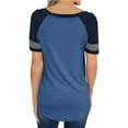thumbnail image 2 of T-shirts à Manches Courtes pour Femmes Blouse Rayée à Blocs de Couleur Hauts Décontractés, 2 of 2