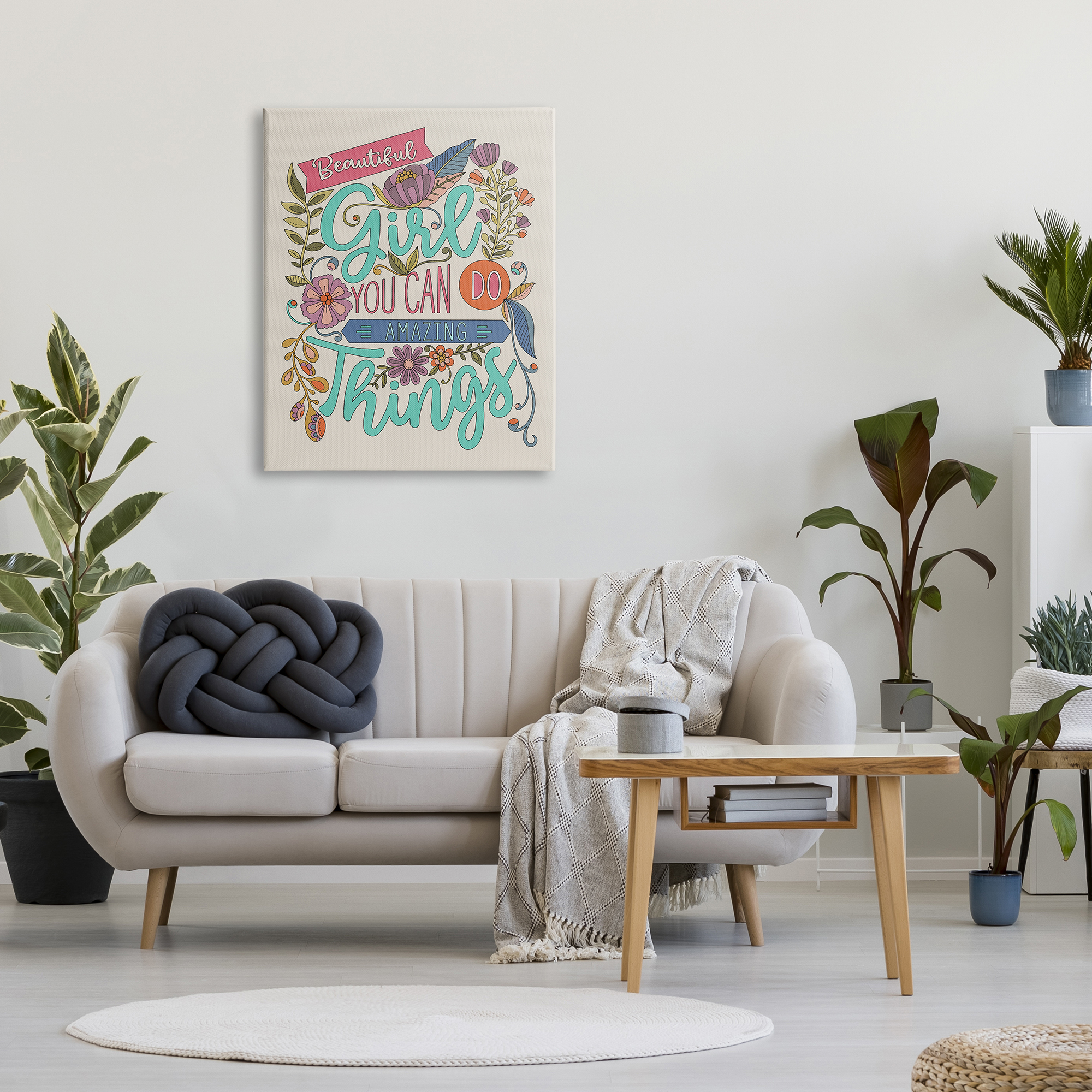 Stupell Industries Girl Power Fun Motivational Intricate Floral Pattern Graphic Art Gallery Wrapped Canvas Print Wall Art, Design by Valentina Harper