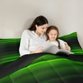 thumbnail image 4 of jejeloiu Neon Vintage Lines 7-Piece Bedding Comforter Set,Geometric Striped Print King Bedding Sets,Green Black Bed Sheets For Teens,Breathable Home Decor Reversible, 4 of 8