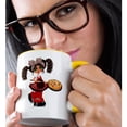 thumbnail image 2 of 3drose, Cute Italian Girl with a Pizza Illustration, 11oz Two-tone Yellow Mug, 2 of 6
