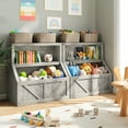 thumbnail image 6 of Garvee Bookshelf and Toy Storage, 2 Tier Wooden Bookcase with Large Storage Cubbies, Organizer Cabinet for Playroom, Nursery, Classroom, Bedroom, Grey, 6 of 9