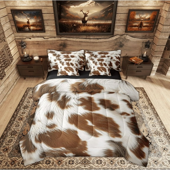 Feelyou Rustic Farmhouse Twin Bedding Sets 7-Piece, Western Animal Print Bedding Comforter Set, Highland Bull Sheet Sets, Lightweight Room Decoration
