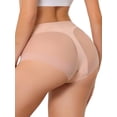 thumbnail image 3 of Unique Bargains Women's Plus Size Laser Cut Mesh High Rise Brief Stretchy Underwear Pink L, 3 of 6