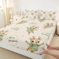 thumbnail image 3 of Homewish Cute Xmas Reindeer Bed Sheets,Merry Christmas King Sheets,Green Brown Sheet Set For Girls Kids,Ultra Soft Home Decor,4 Pieces, 3 of 7