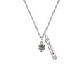 thumbnail image 2 of Delight Jewelry Silvertone Mini Four Leaf Clover Silvertone Be Strong and Courageous Bar Charm Necklace, 23", 2 of 4