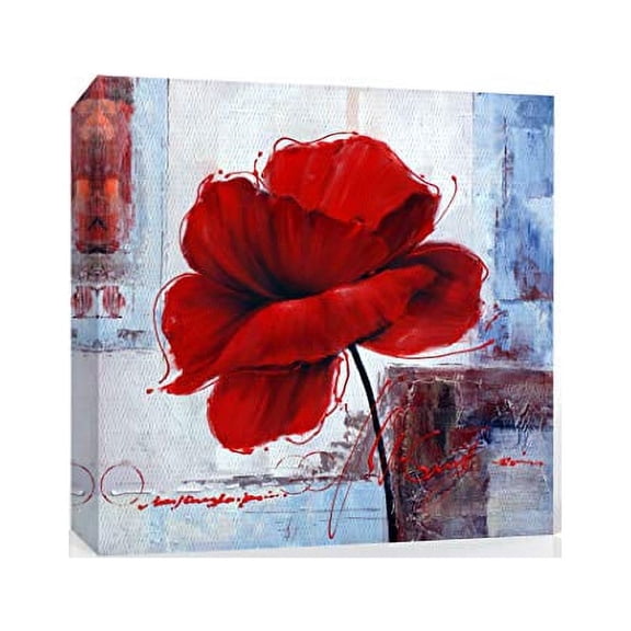 wall26 Canvas Wall Art Elegant Red Flowers Pictures Home Wall Decorations for Bedroom Living Room Paintings Canvas Prints Framed - 12x12 inches