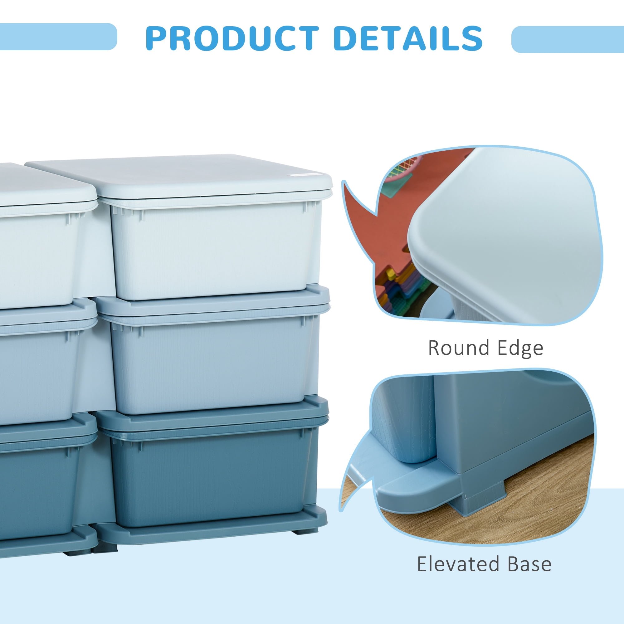 3 Tier Kids Storage Unit, 6 Drawer Chest Toy Organizer Plastic Bins for Kids Bedroom Nursery Kindergarten Living Room for Boys Girls Toddlers, Blue