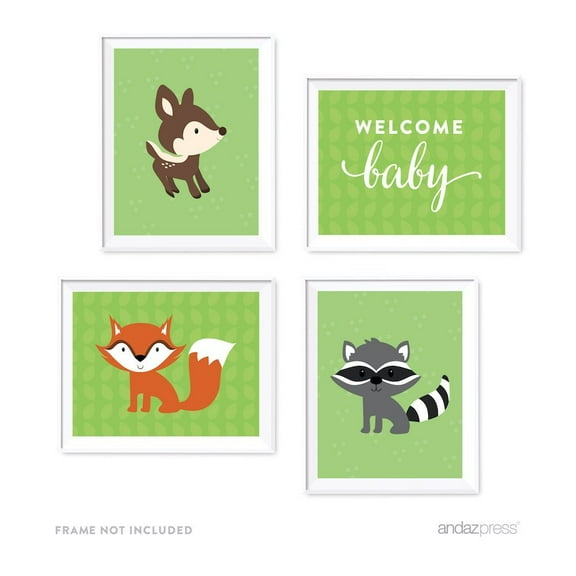 Woodland Forest Baby Shower Party Signs & Graphic Decorations, 4-Pack