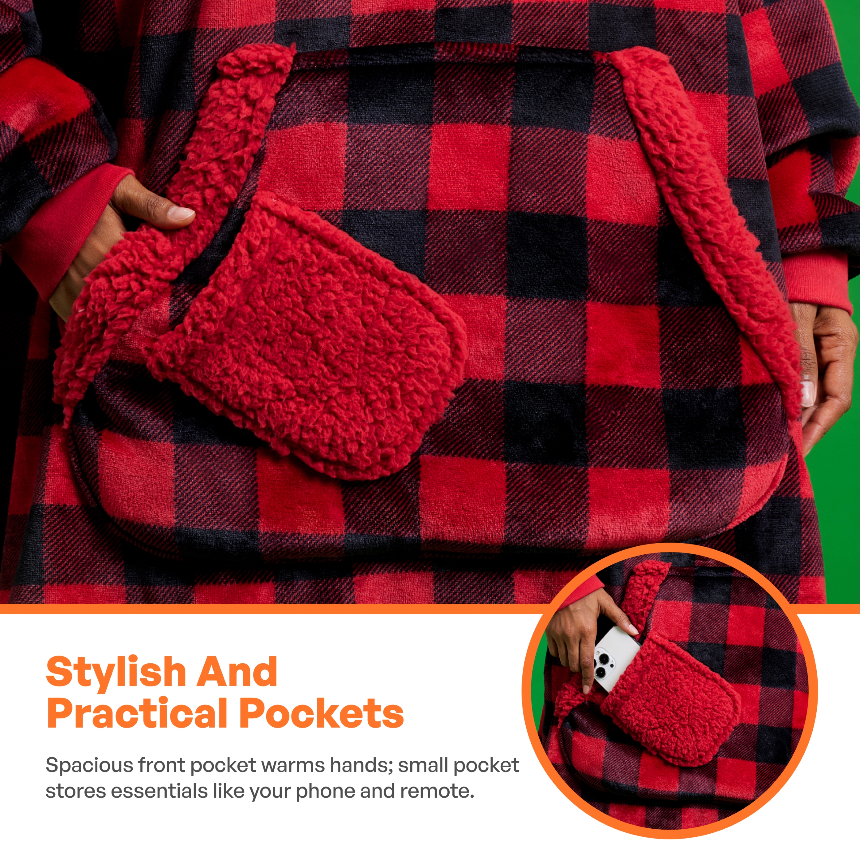 Joyfy Wearable Blanket Oversized Sherpa Sweatshirt, Warm and Cozy Hoodie Blanket for Adult Christmas Birthday Gift