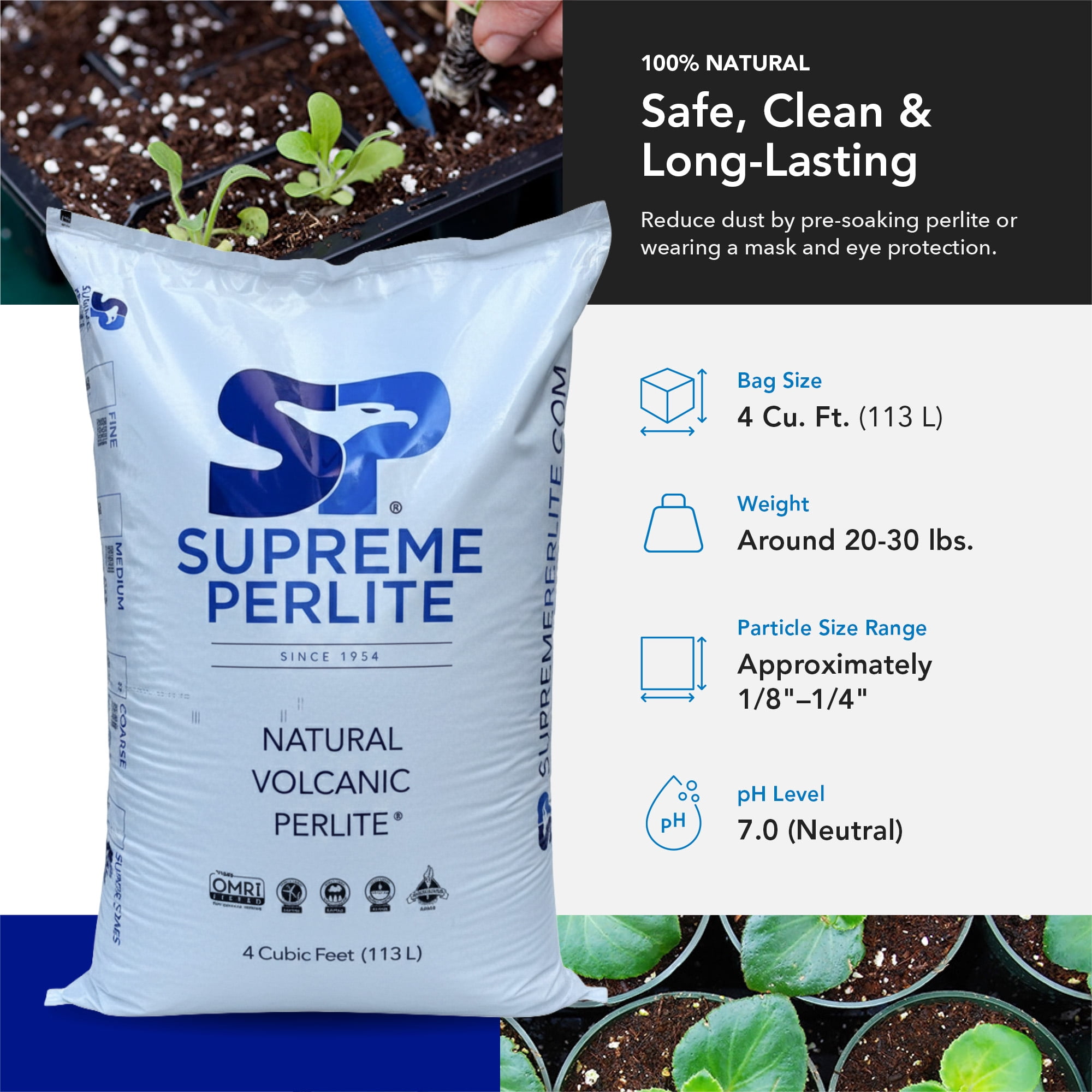 Supreme Perlite Super Coarse Horticultural Perlite for Potting Soil Mixes, 4 Cu Ft Bag