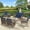 Brown Wicker/Navy Blue Cushions, variant on 7 Pieces Outdoor Wicker Patio Furniture Set, All Weather Patio Conversation Cushioned Sectional Sofa Set with Glider Loveseat/2 Rocking Chairs/2 Swivel Rockers/2 Glass Coffee Table, Navy