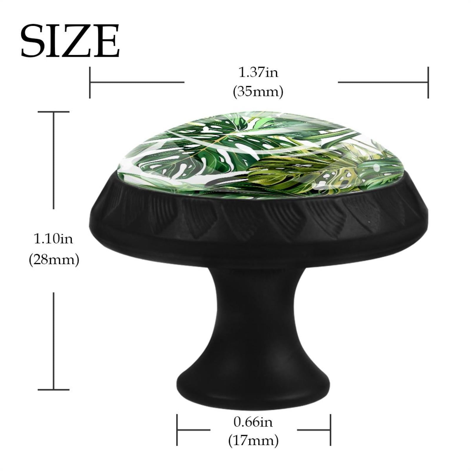 12 Pcs Cabinet Knobs Green Tropical Forest Botanical Background, Round Crystal Glass Drawer Dresser Wardrobe Handles Pulls Door Cupboard Hardware Knob with Screws for Home Kitchen