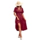 thumbnail image 2 of VISgogo Vestido Midi Elegante de Verano para Mujer, Vestido de Manga Corta con Cuello en V de Color Sólido con Cinturón para Fiesta en la Playa VISgogo  moda, 2 of 4