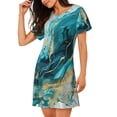 thumbnail image 2 of Sikiie Abstract Ocean Currents Print Women's Short-sleeved Nightdress, Round Neck Pullover Nightdress Pajamas Summer Home Wear, 2 of 6