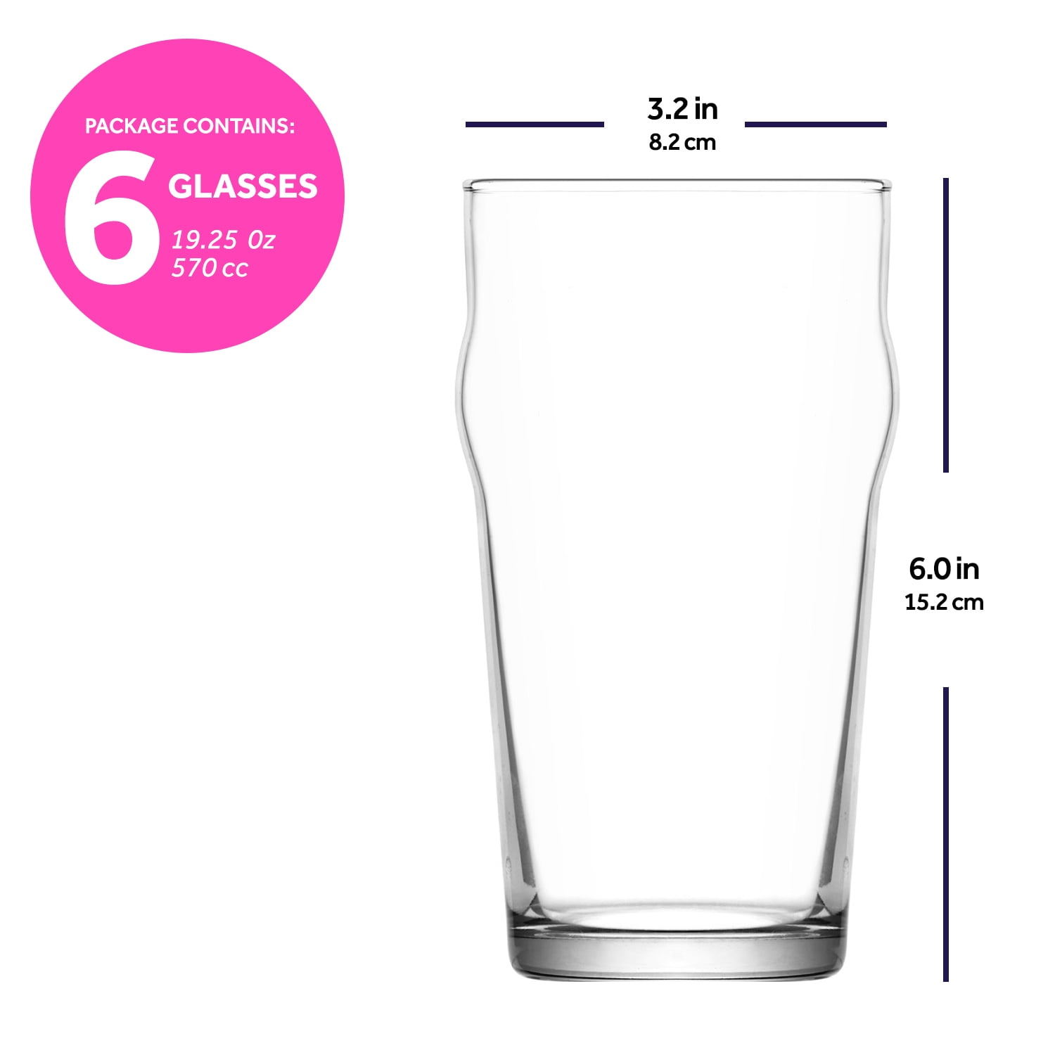 19oz Pint Glasses Set of 6 - Threshold™