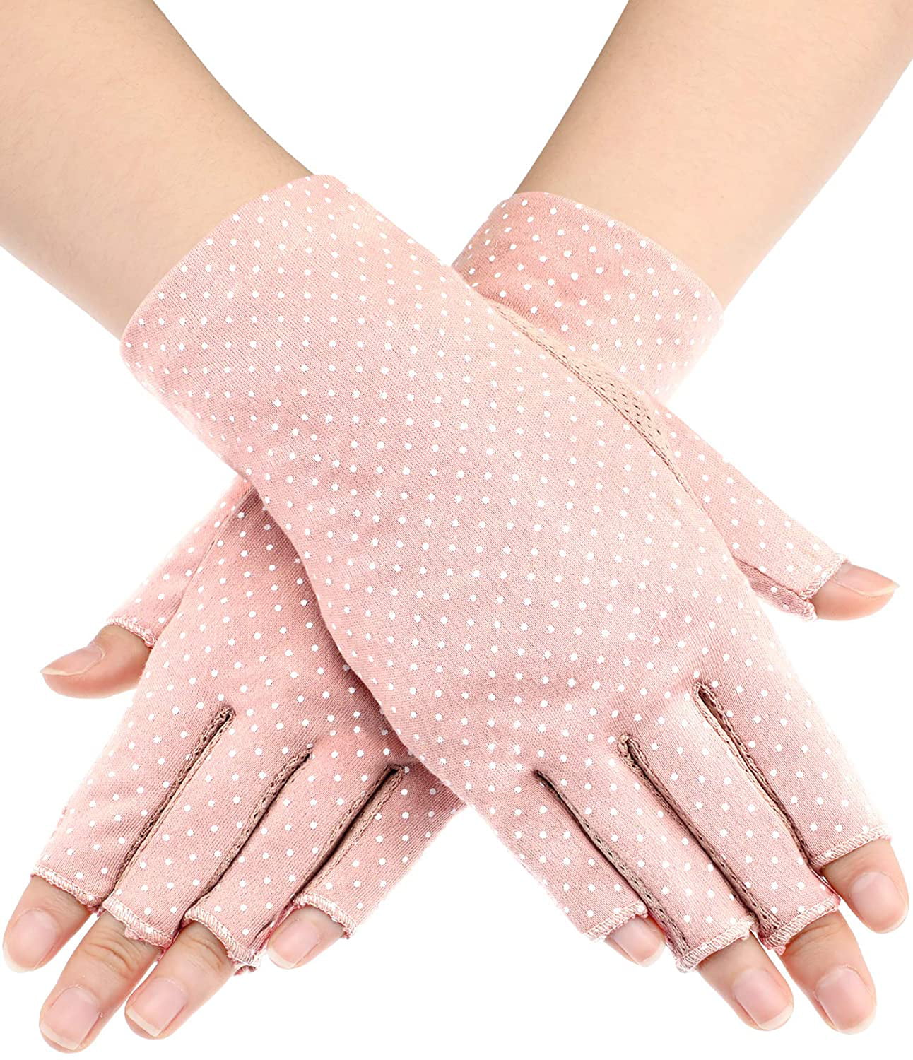 1 Pair Elastic Sunscreen Half Finger Summer Gloves Women Driving Non-slip 8C 