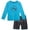 Aqua Blue Shark, variant on iXtreme Boys' Rash Guard Set - 2 Piece Long Sleeve Swim Shirt and Swim Trunks for Boys (Sizes: 4-12)