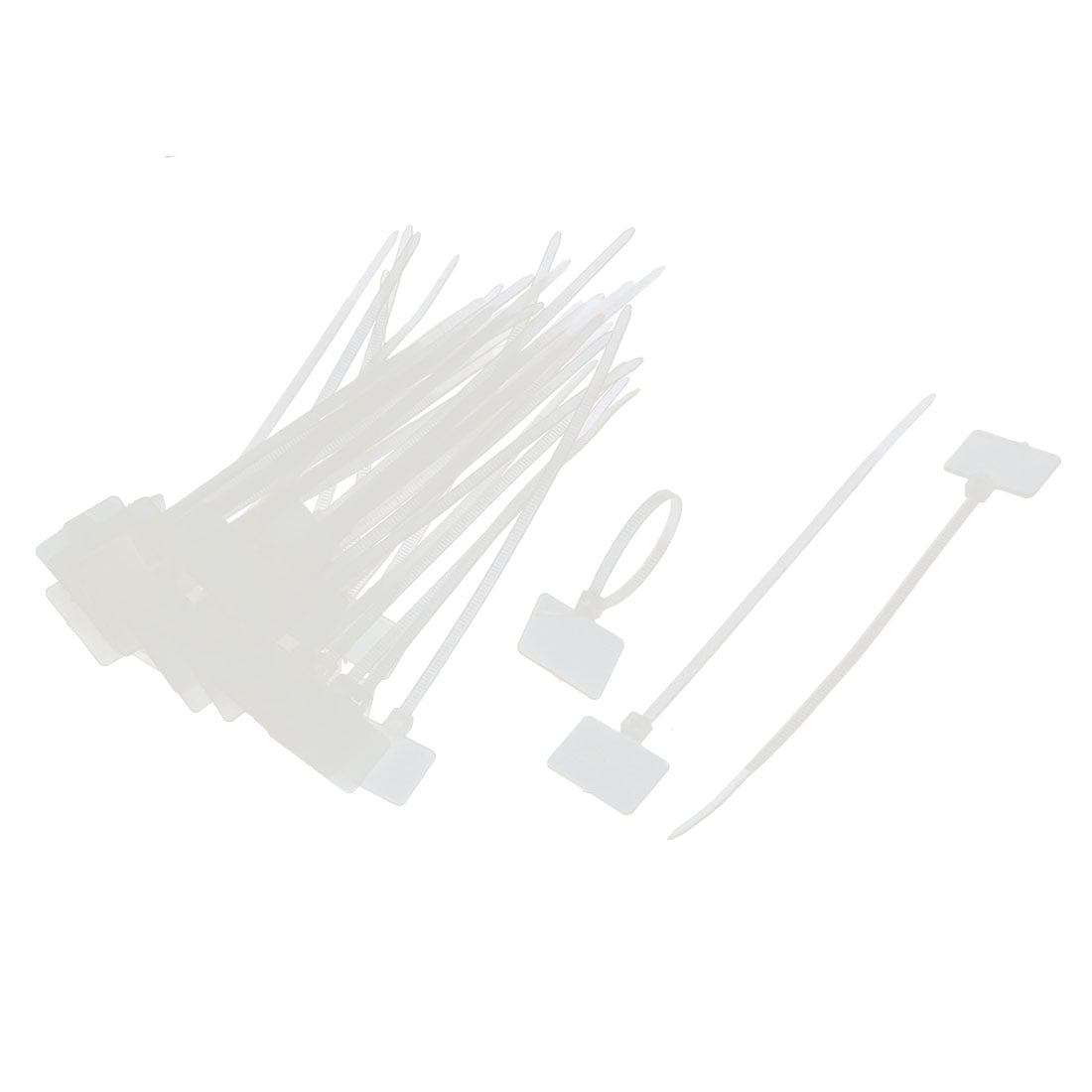 111mm Length White Nylon Zip Ties Write on Label Mark Tags 40 Pcs