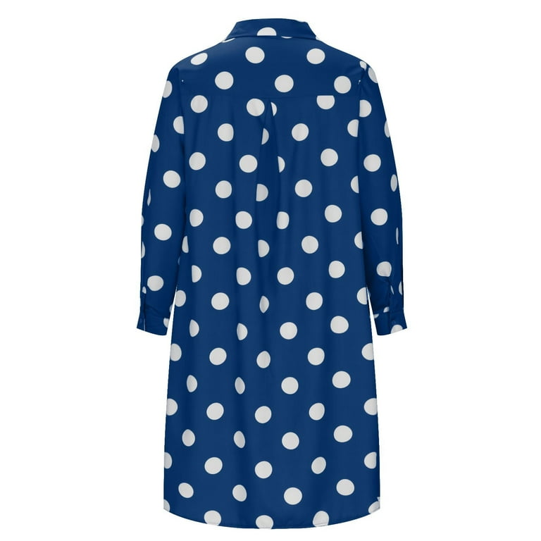 Njoeus Women's Casual Polka Dots Print Long Sleeve Shirt