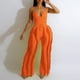 thumbnail image 2 of Gibobby pantalones siameses de pierna ancha Traje casual para mujer Moda de verano Traje de dos piezas de manga corta europeo y americano(Anaranjado， L), 2 of 5