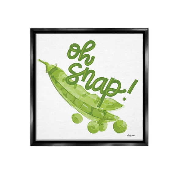 Stupell Industries Oh Snap with Peas Food & Beverage Painting Black Floater Framed Canvas Art Print Wall Art, 18 x 18