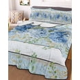 thumbnail image 3 of Quilts Queen Size Bedding Set, Hydrangea Eucalyptus Lightweight Quilted Comforter, Summer Botanical Blue Wooden Soft Reversible Bedspread Coverlet with Pillow Covers for All Season, 90" x 96", 3 of 7