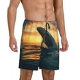thumbnail image 6 of Mens Pajama Shorts, Sunset Ocean Whale Sleep Shorts Men Pajama Bottoms Lounge PJ Shorts with Pockets, 6 of 6