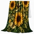 thumbnail image 2 of Rustic Sunflower Bumblebee Botanical Garden Scene, Rustic Botanical Portrait, Warm Flannel Blanket for Sunroom and Reading Nook, Garden Lovers Housewarming Gift, Rustic Home Decor, 2 of 9