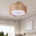 thumbnail image 2 of Giutna 13.6" Boho Light Fixtures Flush Mount, 3-Light Rattan Ceiling Light Fixtures Flush Mount Gold for Bedroom, Flower-Shaped C, 2 of 7
